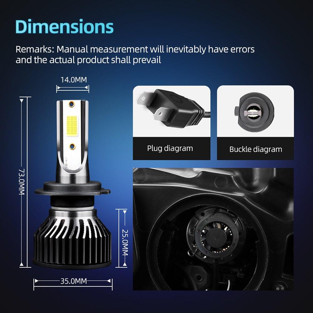 Roadsun Mini Size H4 H11 H7 LED Car Headlight Bulb 12000LM 6000K H1 H13 9005 HB3 9006 HB4 Headlamp Conversion Kits No Dark Spots