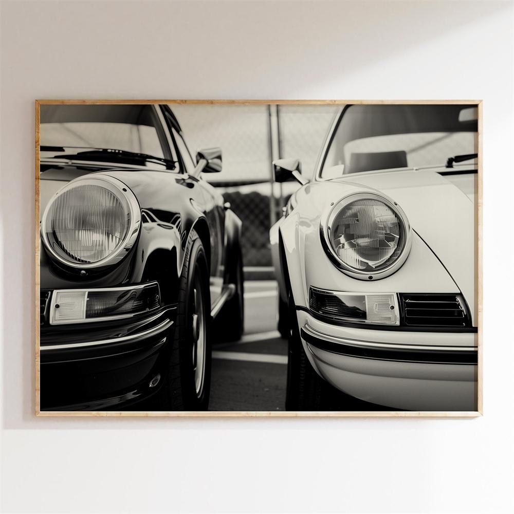 Vintage Schwarz-Weiß-Sportwagen-Fotodruck Moderne Schlafzimmer-Wanddekoration Auto-Poster Schwarz-Weiß-Sportwagen-Leinwanddruck