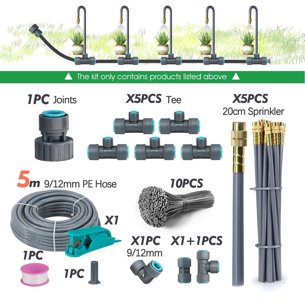 3/8" 9/12mm Garden Auto Watering System 20cm Free Bend Adjustable Sprayer Nozzle Misting Cooling Plants Irrigation Sprinkler Kit