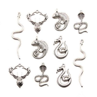 5 Styles: Trendy DIY Zinc Alloy Deer Head, Snake & Chameleon Pendant Jewelry Accessories