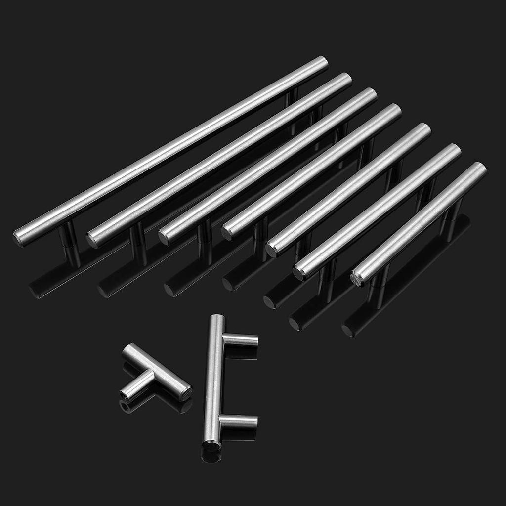 Gobrico 15 Pack Satin Nickel Single Hole T bar Kitchen Cabinet Handles Knobs Stainless Steel Cupboard Drawer Dresser Pulls Overall Length 50mm/2in