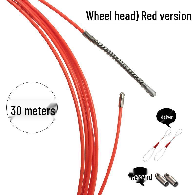 Electrician Wire Puller with Roller Head - Rubber Coated Steel for Network Cable Conduit