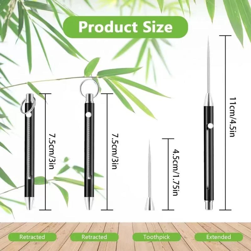 Titanium Alloy Telescopic Toothpick Keychain Pendant Gift Fruit Fork Camping Pocket Toothpick Holder Unpacking Tool