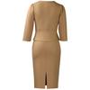 Women's 2Pcs Solid Color Office Suit Peplum Blazer + Pencil Skirt Set