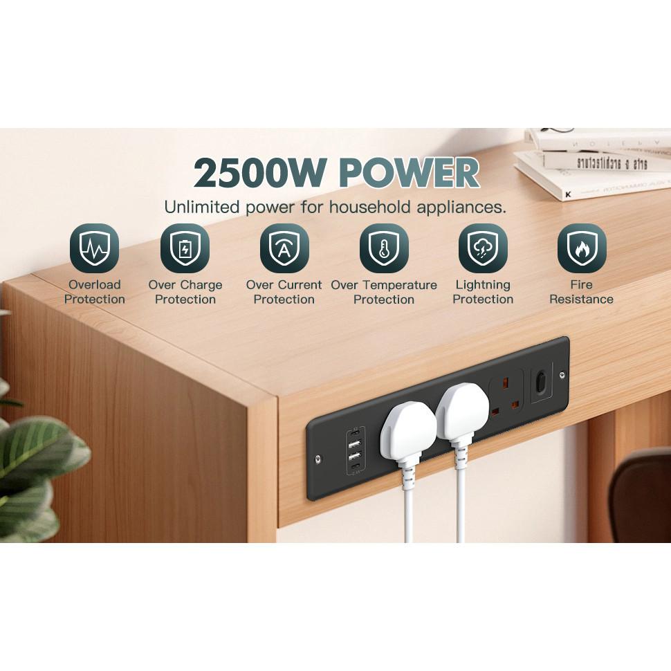 Electric Hidden Outlets Household Appliances Concealed Socket Plug Built-in Desktop Socket AC110 250V Extension Power Strip