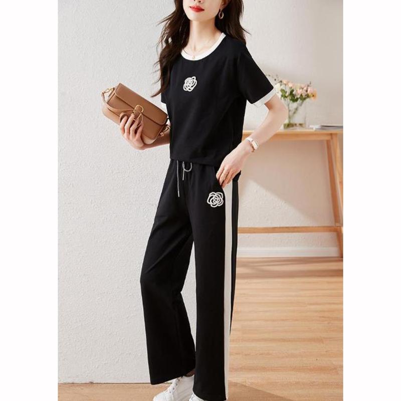 Sommer Damen Sets Rundhals Kurzarm T-Shirt Hose Damen Trainingsanzüge Outfits