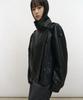 LOW TIDE High Neck Double Leather Jacket [Black]