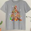 Christmas Santa Abyssinian Cat TShirt Xmas Lights Graphic Tops High Quality Cotton Shortsleeve Trending Clothes for Cat Lovers