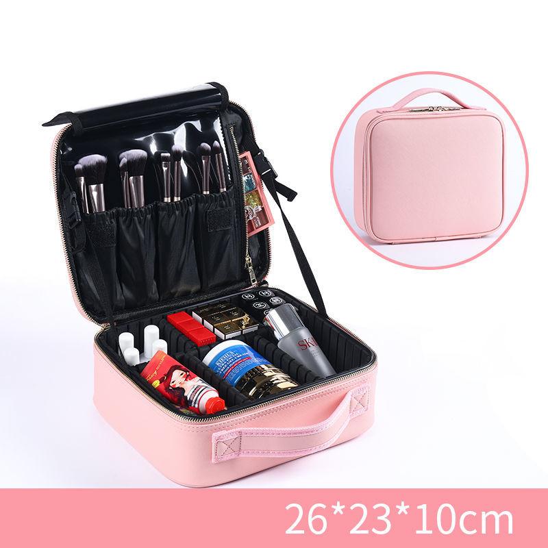 Hot Artist Carrying Case Waterproof Oxford Storage Travel Brush Organizer OEM Make up Case Makeup Cosmetic Bag With Hard Divider