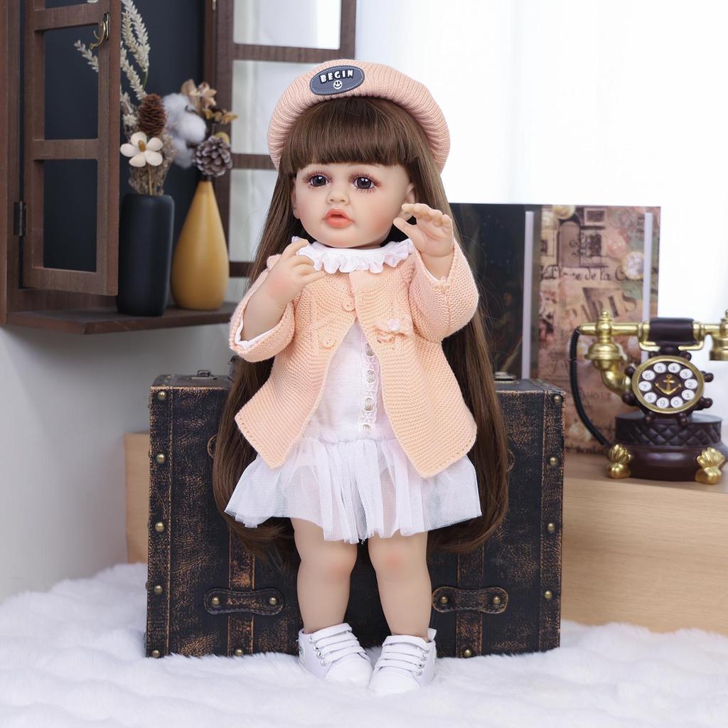 KEIUMI Reborn Girl Doll Full Silicone Vinyl 55 cm Realistic Newborn Babies Doll Kids Playmates Halloween Christmas Gift