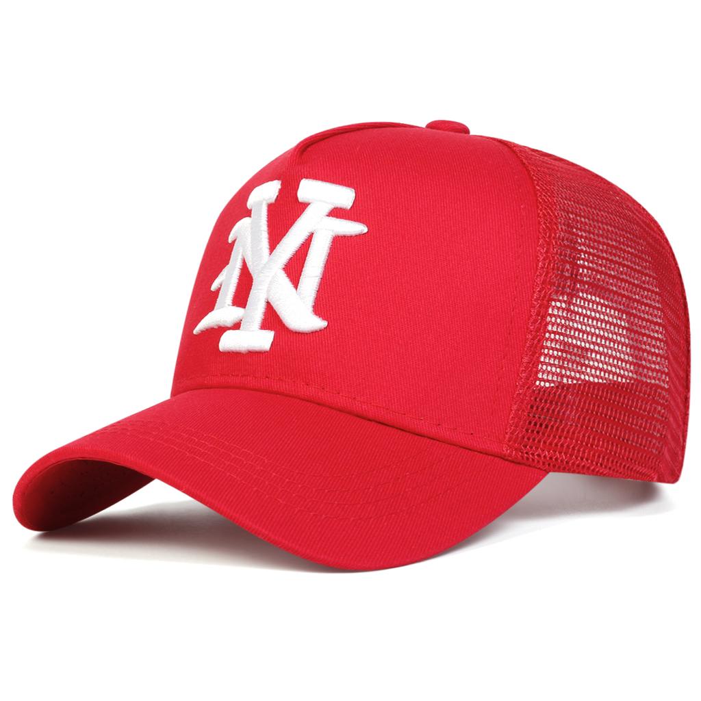 Unisex Buchstaben Kreuz Stickerei Verstellbare Hip Hop Baseballkappe Atmungsaktives Mesh Sonnenhüte Frühling Sommer Outdoor Sport Reisen für Damen Herren