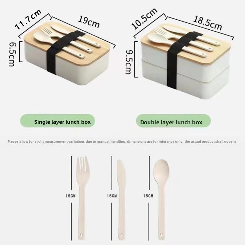 Double-layer Bamboo Cover Student Insulation Box That Can Be Inserted Into Microwave Oven
