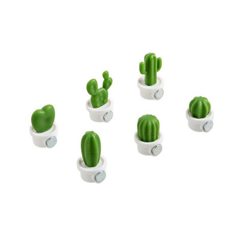 Cute three-dimensional magnet refrigerator sticker, magnet decorative message post, cactus refrigerator sticker 6 packs