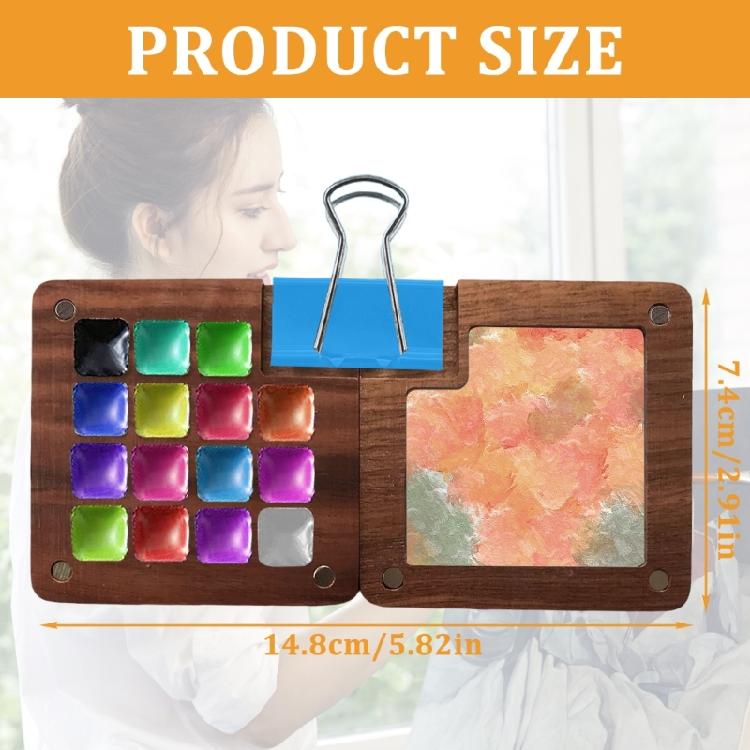 Travel Portable Wood Watercolor Palettes Box with Clip, Watercolor Paper, Water Brush Pen, Gift for Painter Artist