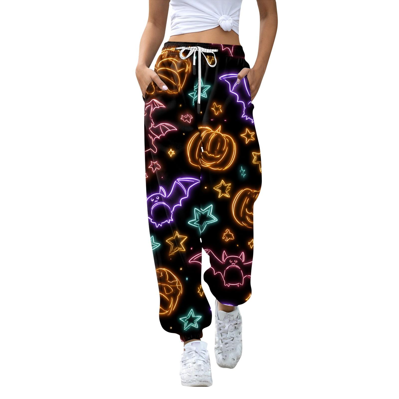 

Женские повседневные модные спортивные штаны с принтом на Хэллоуин, повседневные брюки XXXL