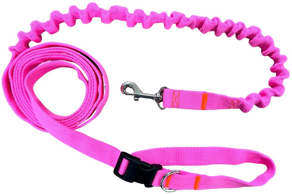 Dog Leash with Shock Absorber 280cm NEON PINK Adjustable Sports
