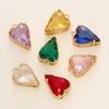 4/6Pcs 14/18K Gold Color Plated Zircon Single Hole Love Heart Double Hole Square Pendants For DIY Jewelry Making Findings