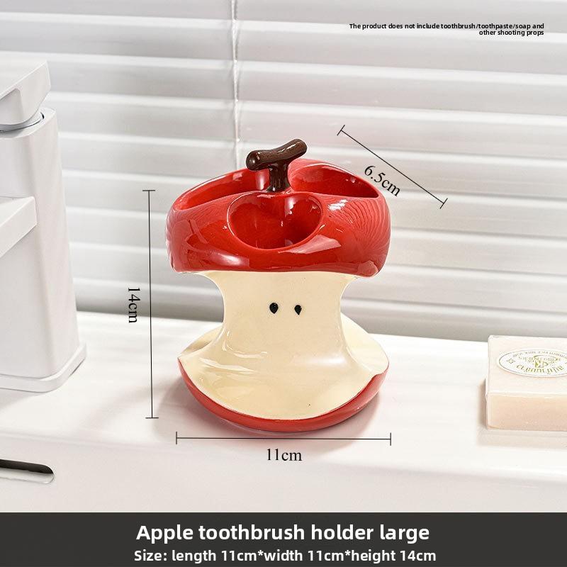 Creative Storage Rack Bracket Toothbrush Holder High Aesthetic Apple Electric , Ceramic Base, Bathroom Toothpaste, Toiletries