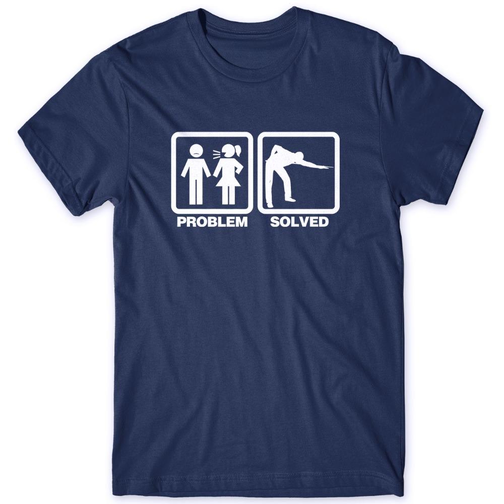 Problem Gelöst Snooker Pool Herren Lustiges T-Shirt Unisex Humorvoll Spaß Einzigartiges Design Bedrucktes T-Shirt Herren Rundhals Baumwoll-Tee Top