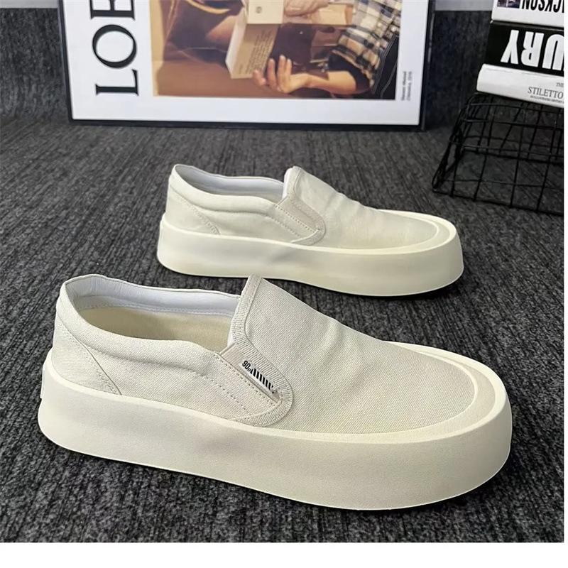 2025 Men Casual Canvas Shoes New Handsome Ultra Light Thick Bottom Rubber Sneakers Men Lazy Versatile Breathable Shoes Summer