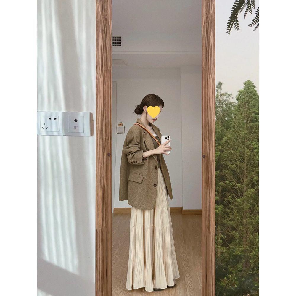 Women s Khaki Slimming Blazer - Early Autumn Korean Style Large