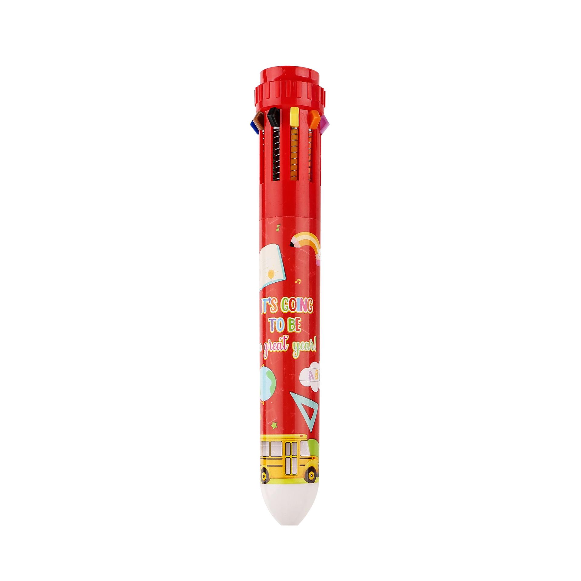 

Cartoon Multi-color Ballpoint Pen - Ten-color Student Writing & Drawing Pen, Children s Gift Bullet Type 1.0 красный