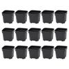 OUNONA Stylish Black Plastic Plant Set with for Succulents and Gardening Supplies Small, Mini, Pots, 15-Piece Holes, Square, Cacti, Lightweight,
