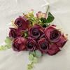 9 Heads Simulation Flower Bouquet Multicolor Faux Flower Creative Bridal Bouquet  Desktop Ornament