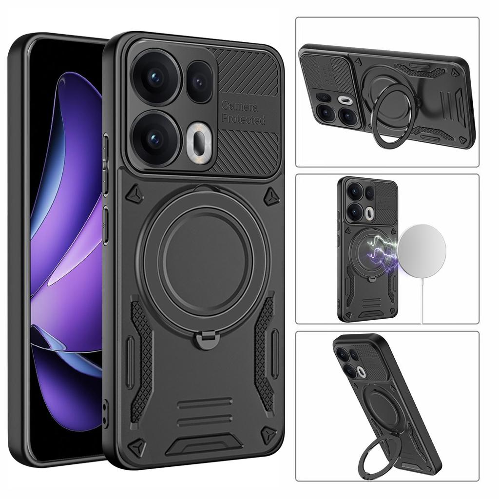 Für Oppo Reno13 Pro 5G Magnetische Hülle Stoßfeste TPU + PC Handy-Rückseite mit Ständer