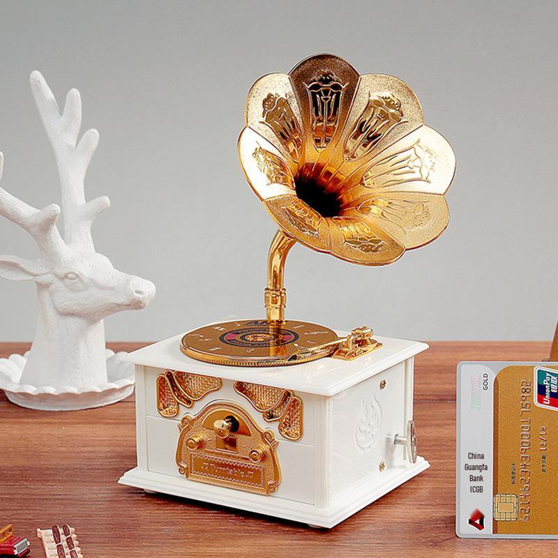 Mini Classic Retro Trumpet Gramophone Music Box & Home Decor