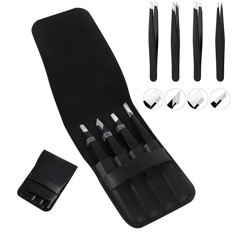 4/5 Pcs/Set Stainless Steel Eyelash Tweezers Professional Lash Extension Eyebrow Hair Remove Supplies With Bag Anti-Static
