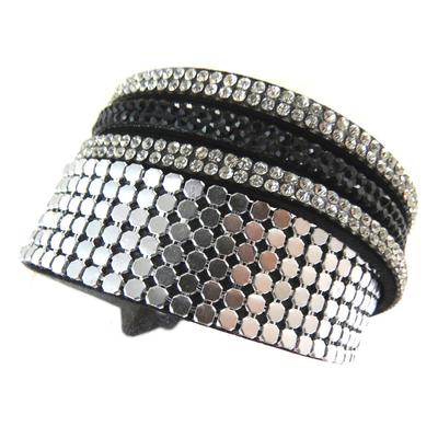 [N8856] - Silver Black 'Sissi' Designer Bracelet (2 Rounds)