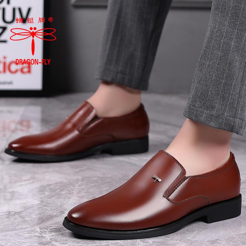 

Hy [First layer cowhide] Dragonfly brand 2024 spring and summer new men s real cowhide shoes soft leather soft sole wedding shoes 45 коричневий