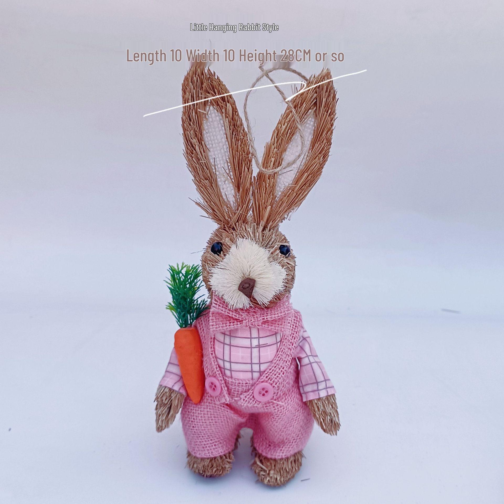 

23CM Handmade Rice Straw Woven Rabbit - Mori Style Cultural Easter Decoration