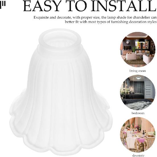 Glass Lamp Shade Replacement, Shape Frosted Glass, 5.70 Inch Diameter, White, for Table Lamps, Ceiling Lamps, Pendant Lamps, Home Decor
