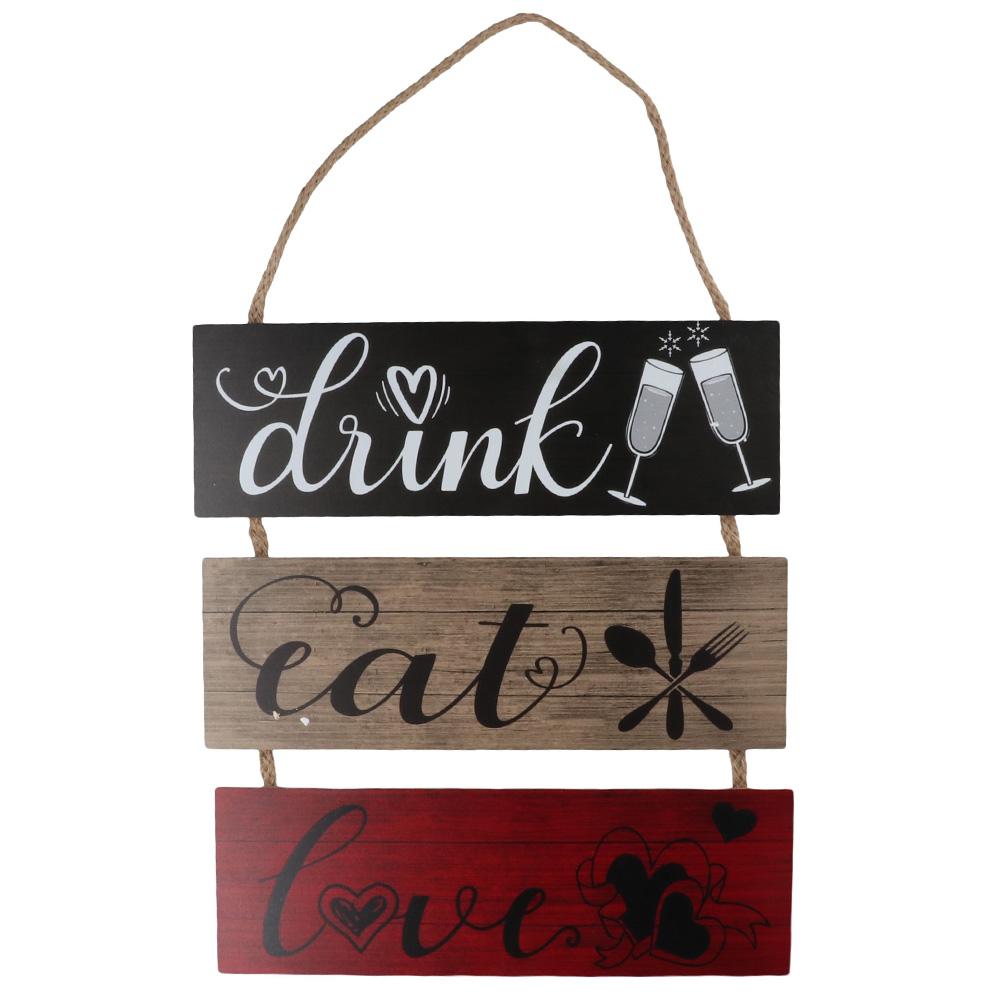 

Wooden Eat Drink Love Wood Sign Plaque 13.8 X 11.8 Inch. Kitchen Wooden Wall Decor Cafe