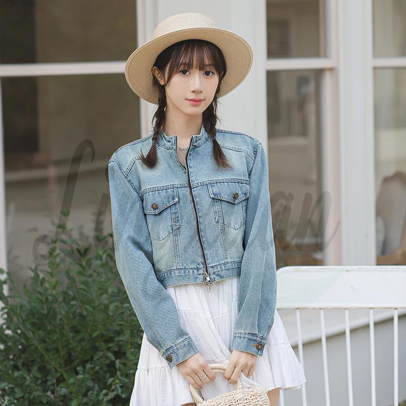 New Korean Style Denim Vest with Hong Kong Flair Small синий