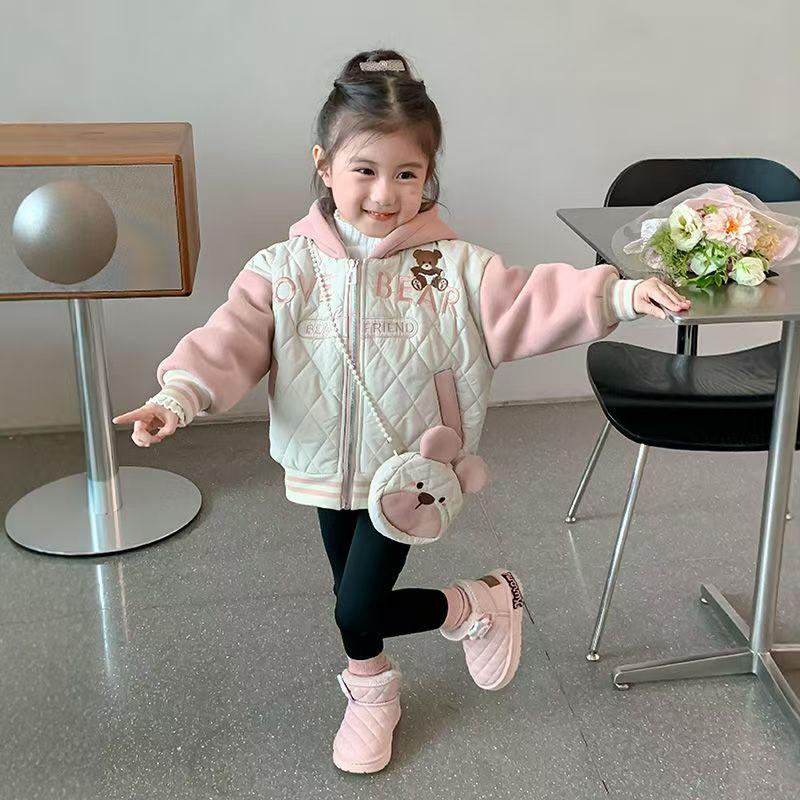 2025 Stylish Girls' Fleece-lined Coats: Autumn/Winter Cotton-Padded Jackets for Kids