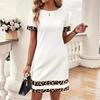 European-American Leopard Print Patchwork Bodycon Dress - Women's Autumn/Winter Long Sleeve Slim Fit.