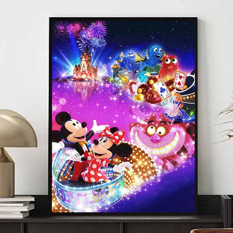 Disney 5D DIY Diamond Painting Disneyland Night Parade Full Round Diamond Mosaic Cartoon Cross Stitch Art Painting for Home Decoration