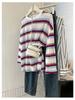 Women's Black Striped Long-Sleeve T-Shirt, Spring/Autumn 2025 Trend, Designer Look, Unique Base Layer, Loose Fit