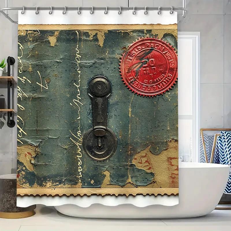 Vintage Postcard Waterproof Shower Curtain For Bathroom Decor, High-Quality Material Perfect For Modern Bathrooms