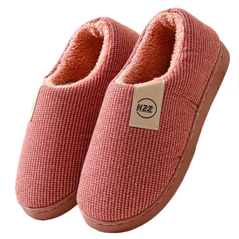 Dammode väska klack vinter bomull Tofflor Herr Inomhus Varma Plysch Skor Halkfria Plattformstofflor Par Kvinnor Casual Komfortskor