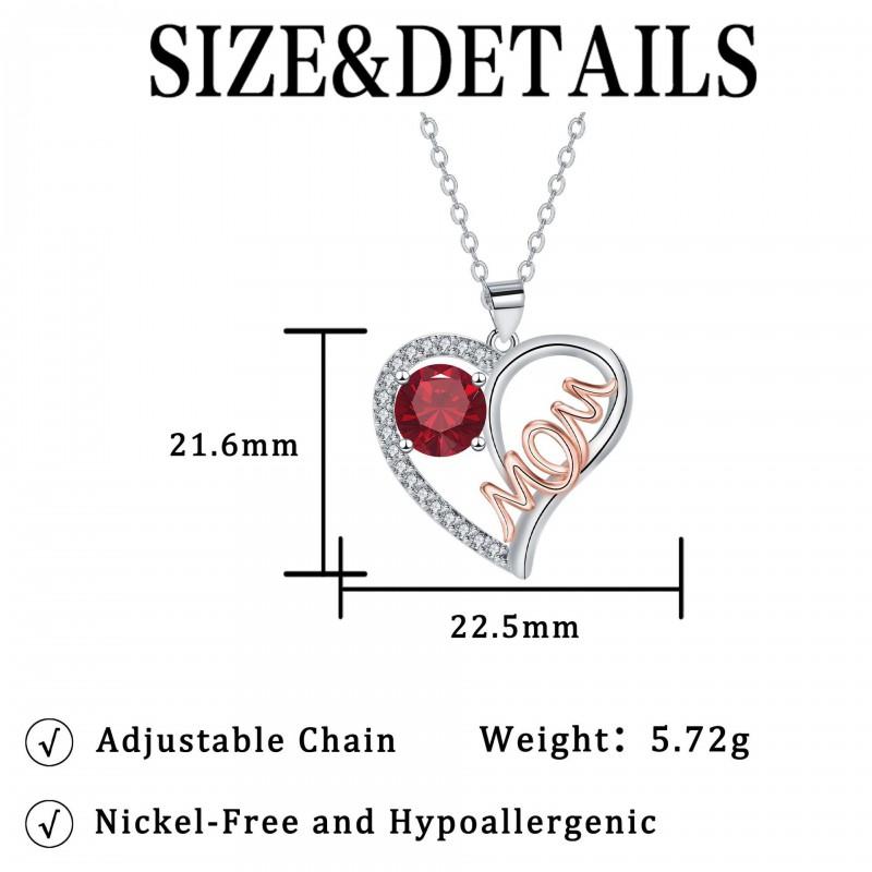 Elegant Heart MOM Pendant Necklace Women Hypoallergenic Copper Chain Lightweight Locket Jewelry Mothers Day Gift