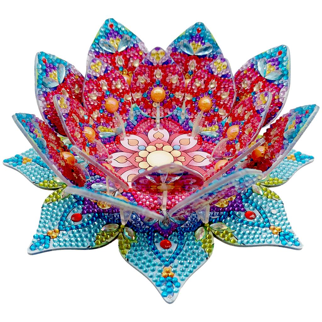 Lotus Candlestick DIY Diamond Art Desk Ornaments Diamond Painting Table Ornaments for Adult Beginner Home Office Decor