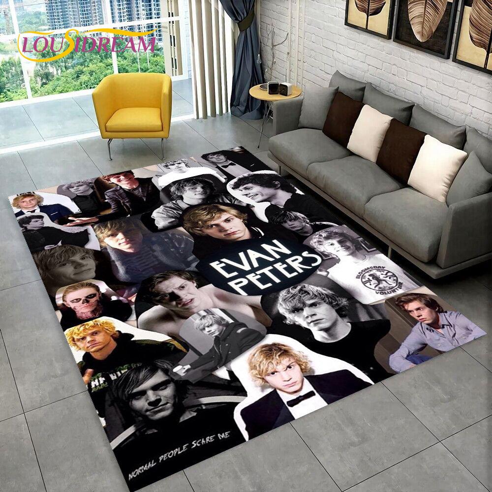Cute Evan Peters Movie TV  Actor Area Rug,Carpet Rug for Home Living Room Bedroom Sofa Doormat Decor,kids Non-slip Floor Mat 3D
