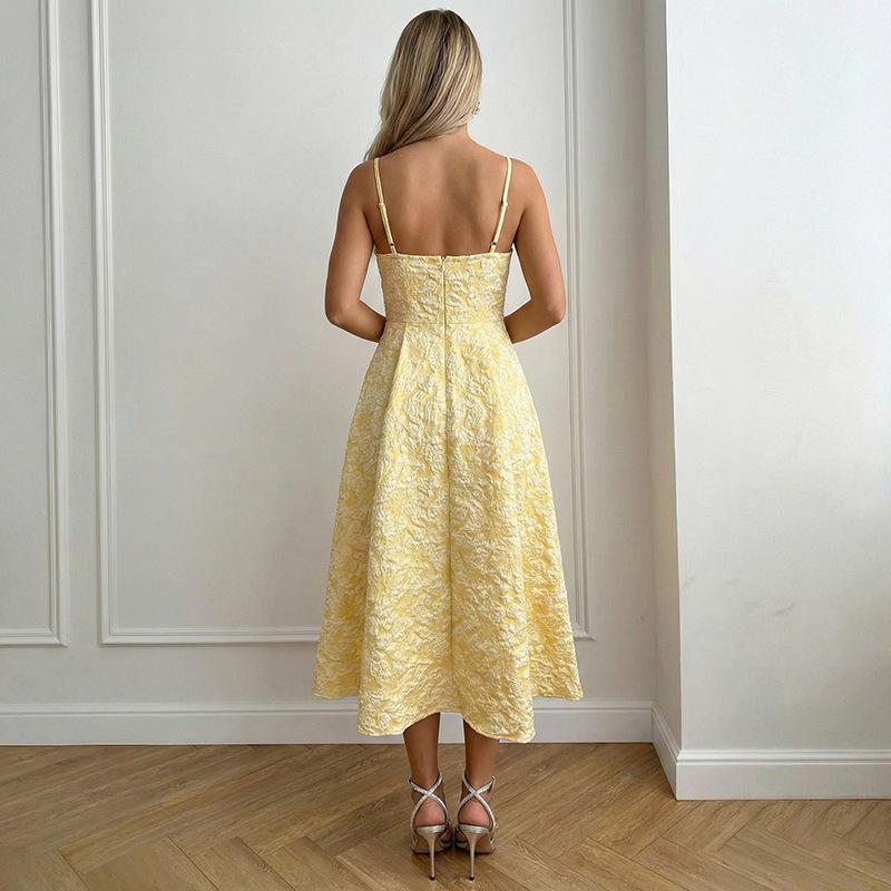 Abiti casual a vita alta con bretelle senza maniche stampa tinta unita primavera estate moda donna
