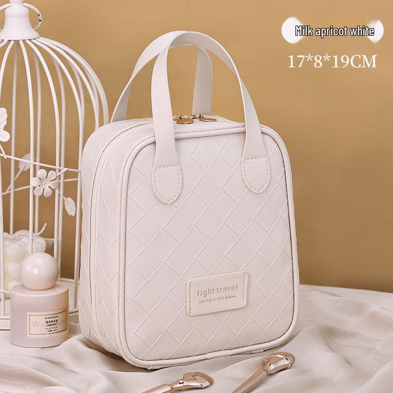 PU Handheld Woven Large Capacity Makeup & Lipstick Travel Bag