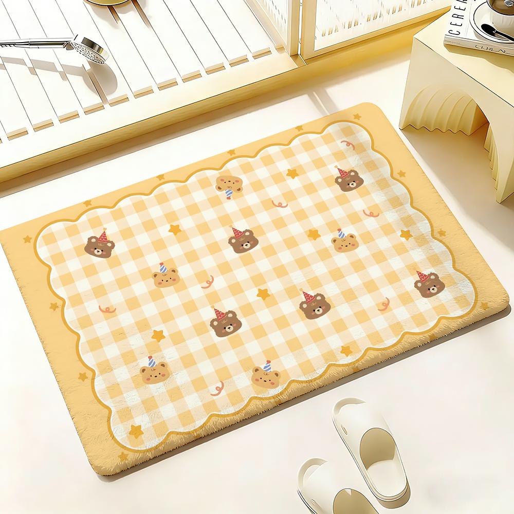 Ins Style Blumen und Tiere Fußmatte Schlafzimmer Wohnzimmer Flanell Fußmatte Rutschfest Heimdeko