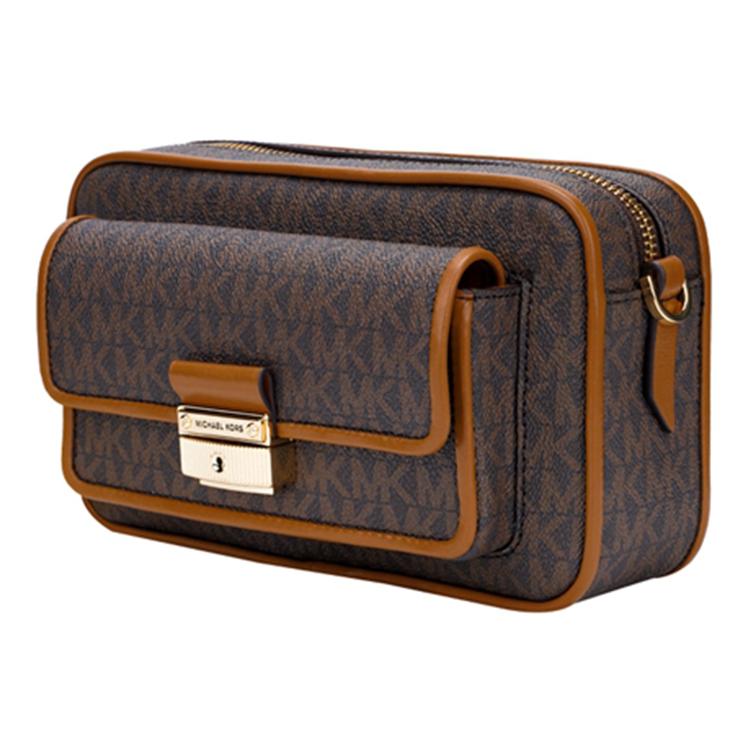 New MICHAEL KORS Leather Camera Bag, Commute Bag, Crossbody Bag Medium Women's Brown 32F1G2BC2B-252